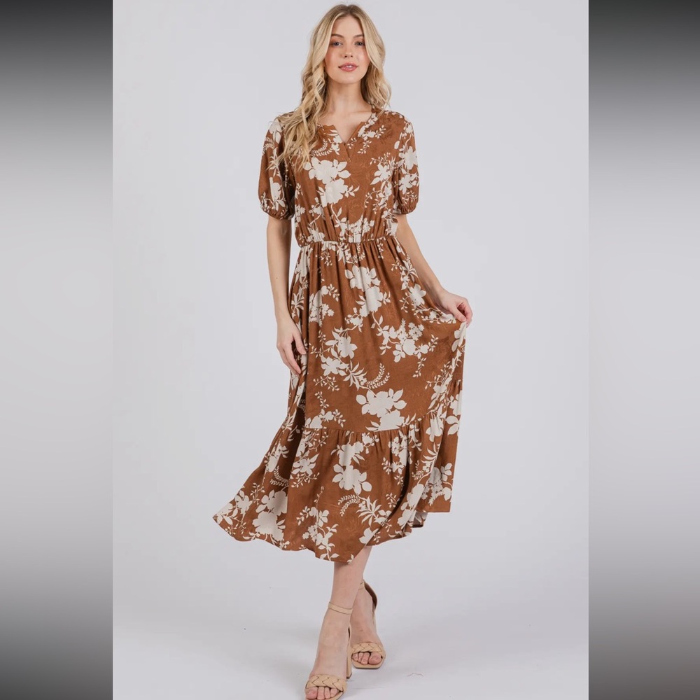 BOHO ROSE JACQUARD MIDI DRESS
